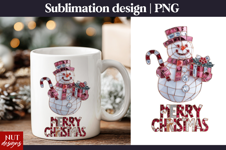 Gemstone Merry Christmas tshirt Mosaic Snowman Sublimation