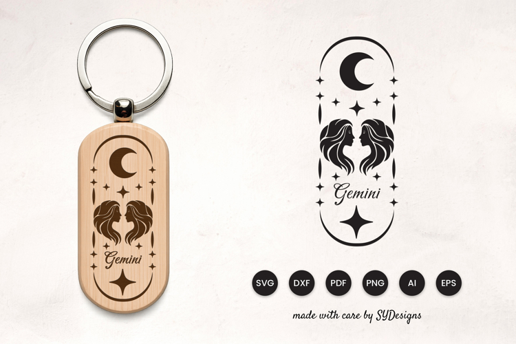 Gemini Keychain Laser Cut SVG - Zodiac Laser Cut