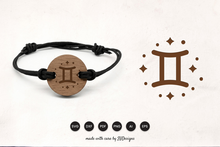 Gemini Bracelet Laser Cut SVG - Wooden Zodiac Laser Cut