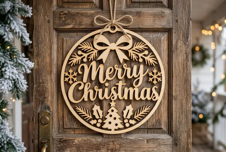 Merry Christmas Round Sign SVG , Merry Christmas