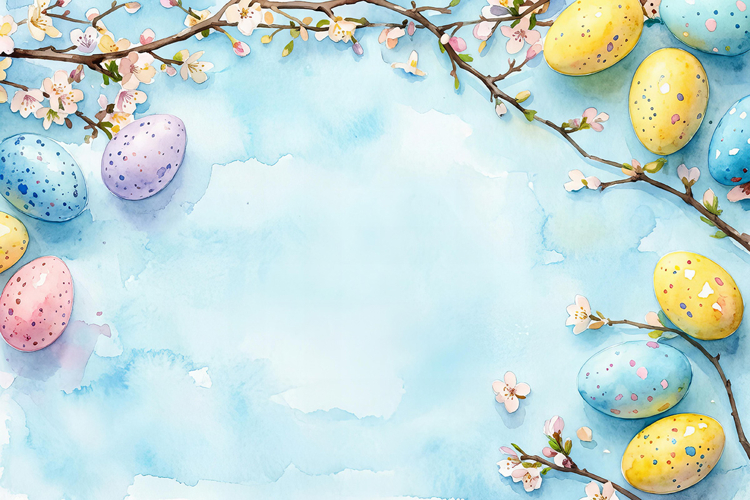 Easter eggs and a vibrant spring flowers