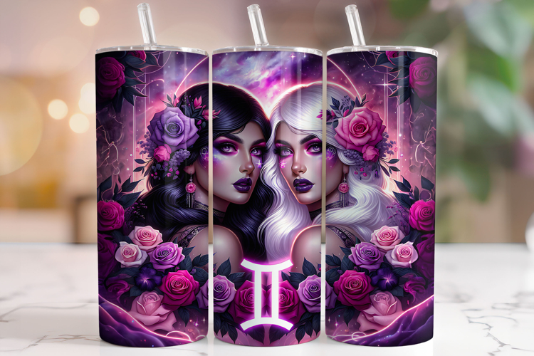 Gemini Tumbler Wrap, Zodiac Tumbler, Astrology Tumbler PNG