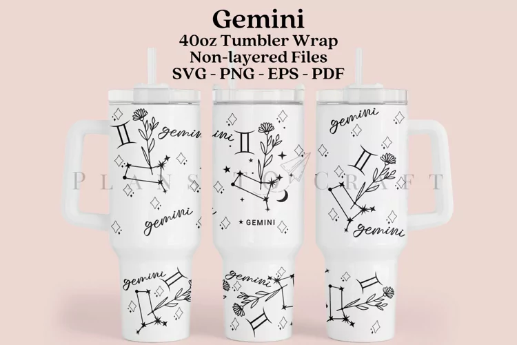 Gemini Zodiac 40oz Tumbler Sublimation Wrap SVG