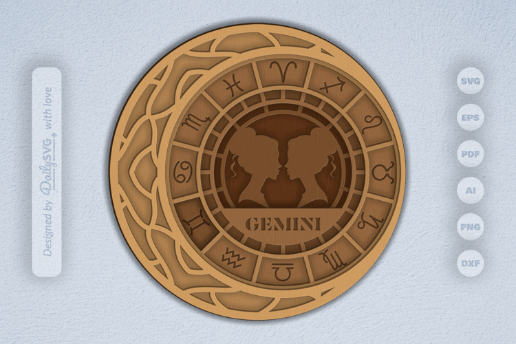 Gemini Zodiac Layered Laser Cut