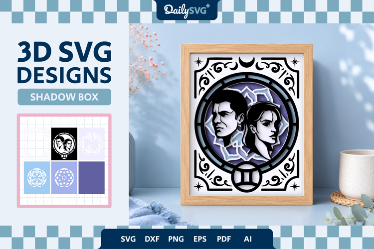 Gemini Zodiac Shadow Box