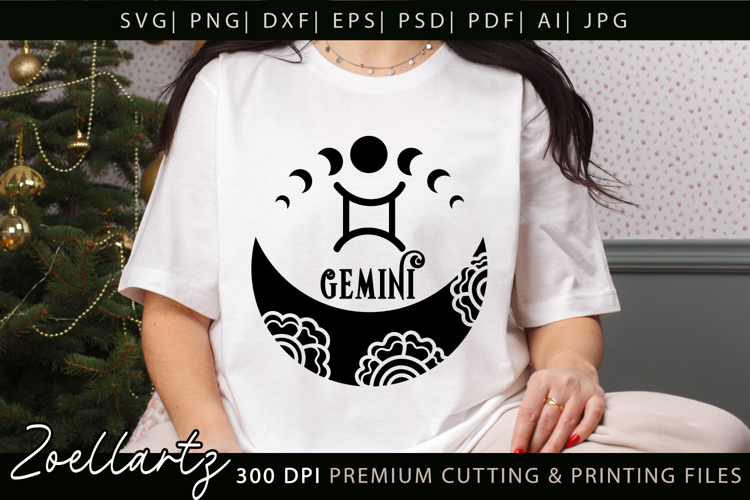 GEMINI Zodiac Sign SVG for Cricut Celestial moon SVG