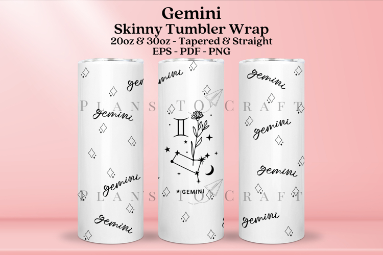 Gemini Zodiac Skinny Tumbler Sublimation Wrap SVG