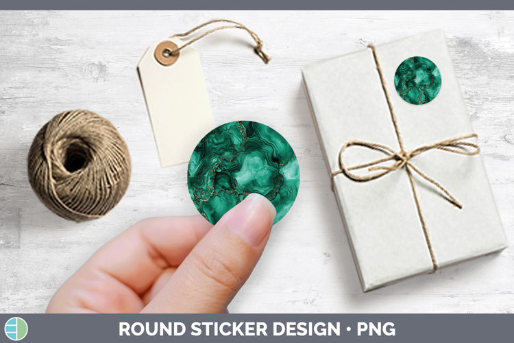 Gems Malachite Stickers | Round Labels Designs