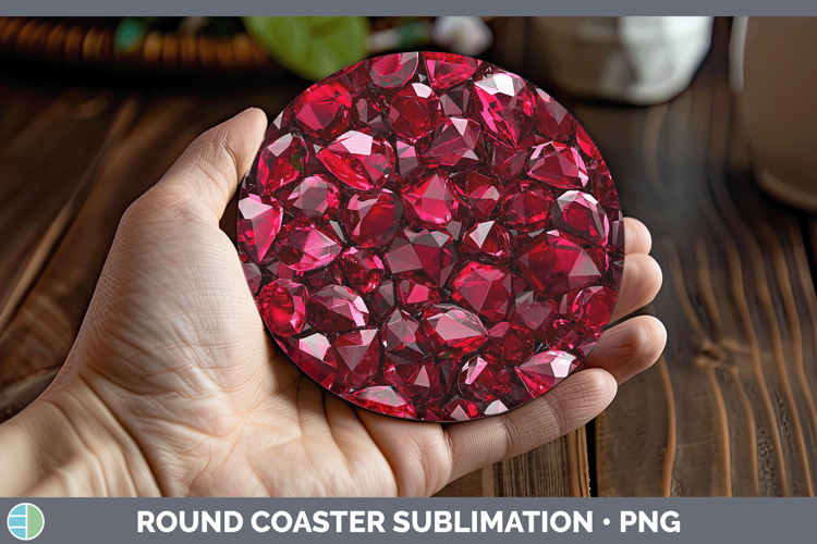 Gems Ruby Round Coaster Sublimation Coaster Designs