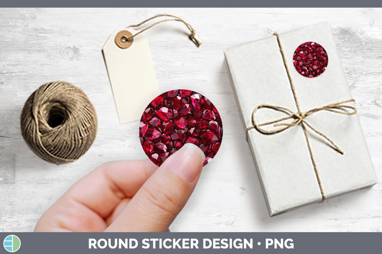 Gems Ruby Stickers | Round Labels Designs