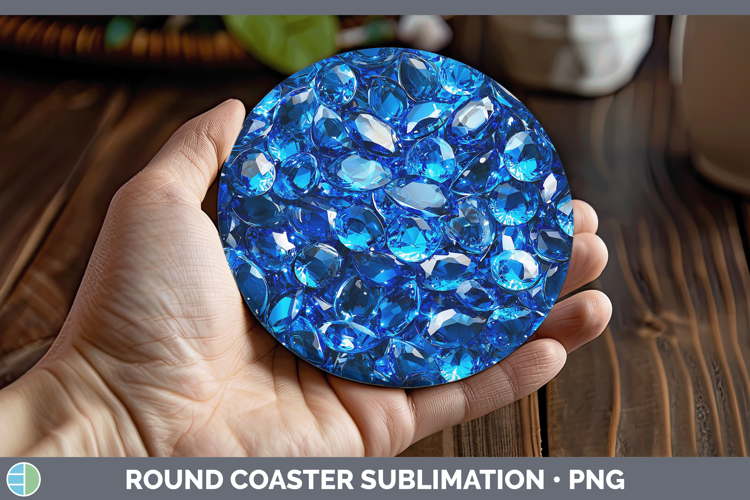 Gems Sapphire Round Coaster Sublimation Coaster Designs