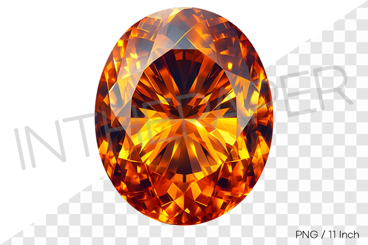 Warm orange citrine oval shape PNG gemstone jewelry mineral
