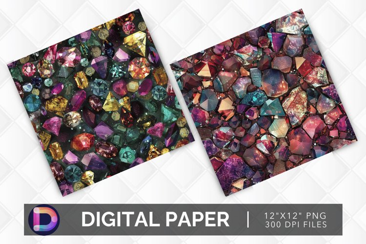 Gemstone Cuts   Glitter Digital Paper