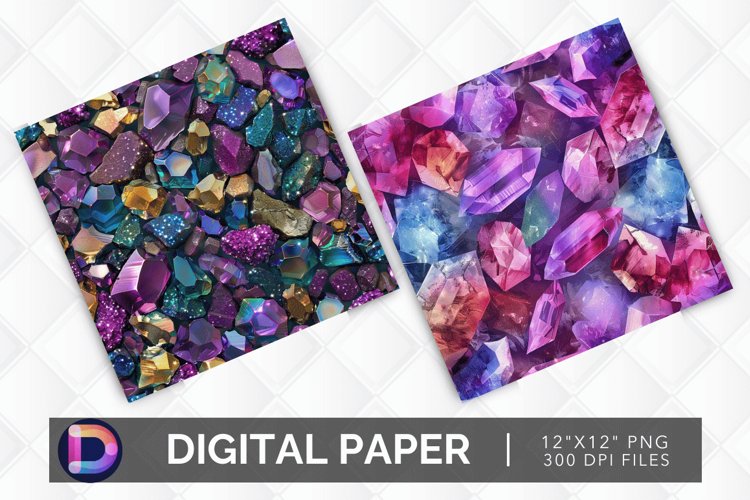 Gemstone Cuts   Glitter Digital Paper