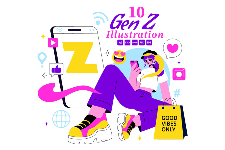 10 Gen Z Lifestyle Vector Illustration