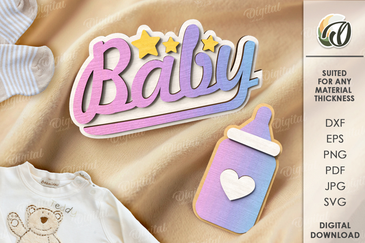 Gender Reveal Tiered Tray Decor Laser Cut. Baby SVG