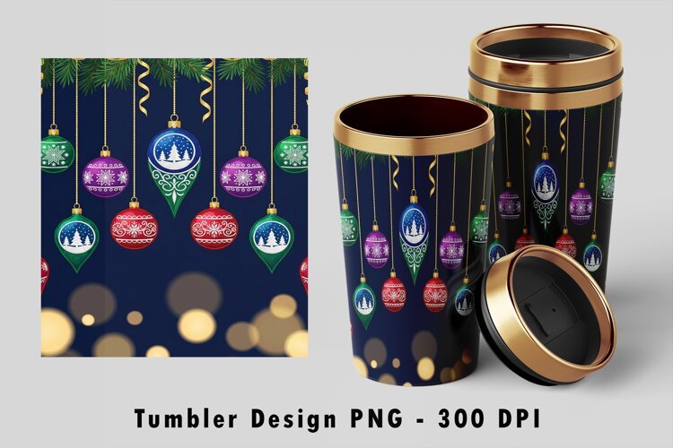 Christmas Ornament Tumbler Wrap PNG Sublimation Design example image 1