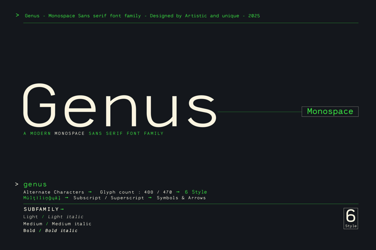 Genus - Monospace Sans Serif Font Family
