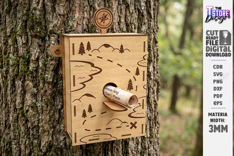 Wooden Geocaching Container Laser Cut | Geocache Hide Box