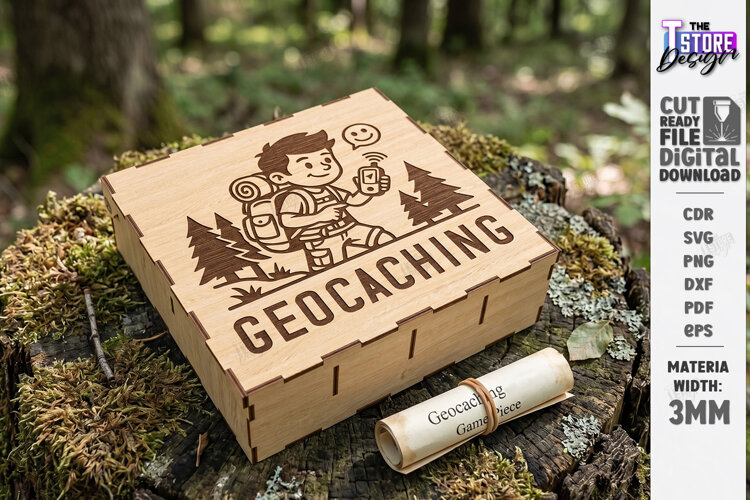 Wooden Geocaching Container Laser Cut | Geocache Hide Box example image 1