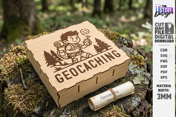 Wooden Geocaching Container Laser Cut | Geocache Hide Box