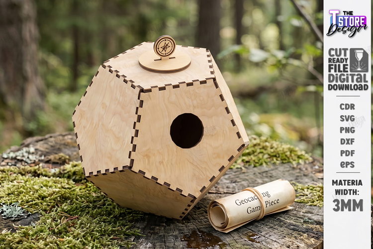 Wooden Geocaching Container Laser Cut | Geocache Hide Box