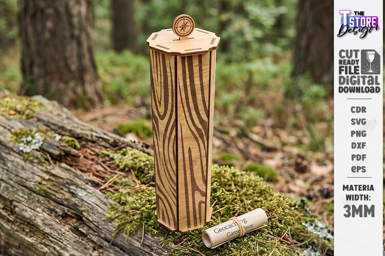 Wooden Geocaching Container Laser Cut | Geocache Hide Box example image 1