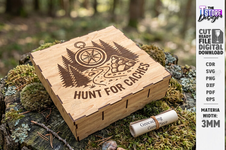 Wooden Geocaching Container Laser Cut | Geocache Hide Box example image 1
