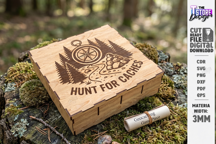 Wooden Geocaching Container Laser Cut | Geocache Hide Box