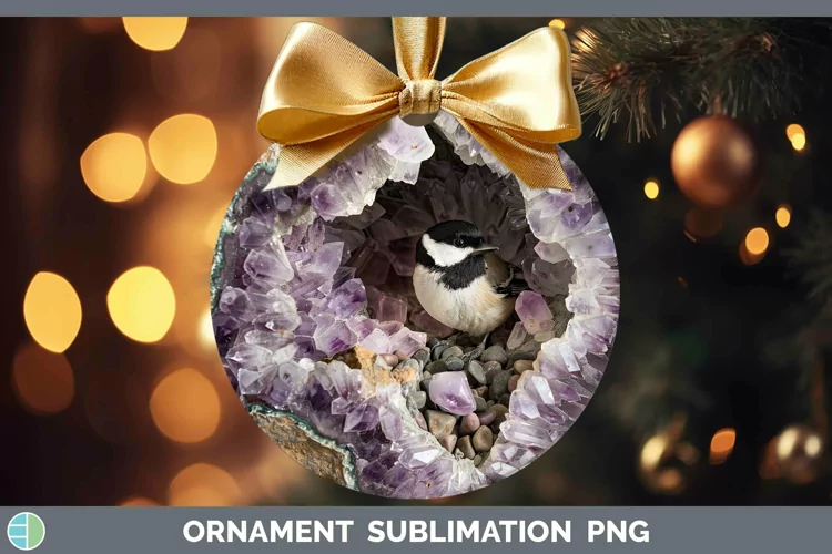 Geode 3D Chickadee Ornament | Sublimation Bauble Designs