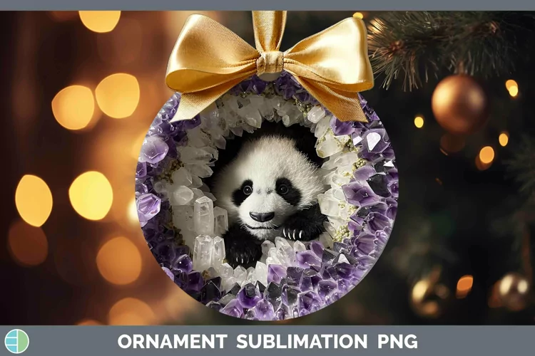 Geode 3D Panda Ornament | Sublimation Bauble Designs