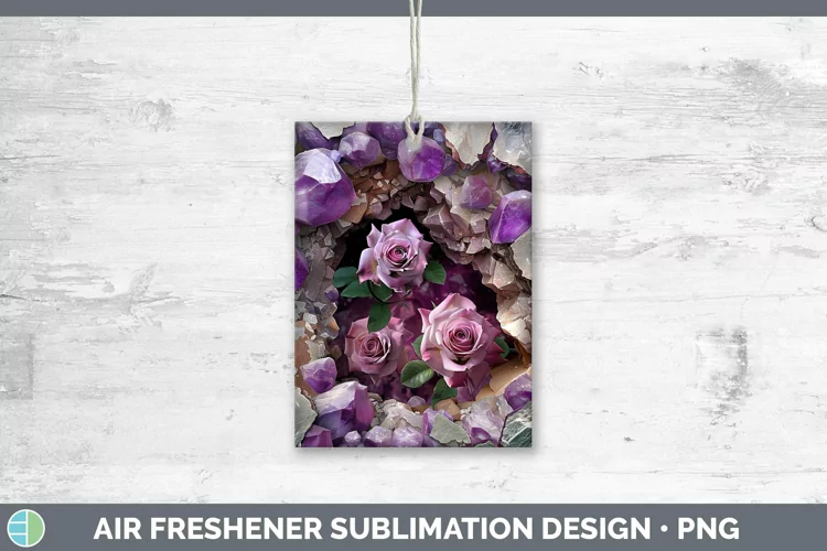 Geode 3D Rose Air Freshener | Sublimation Car Freshener Desi