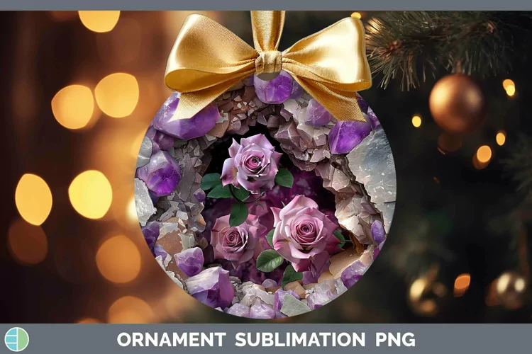 Geode 3D Rose Ornament | Sublimation Bauble Designs