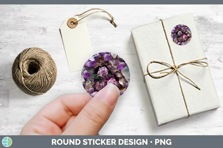 Geode 3D Rose Stickers | Round Labels Designs