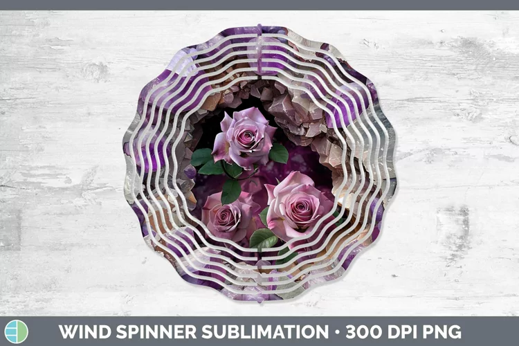 Geode 3D Rose Wind Spinner | Sublimation Spinner Designs