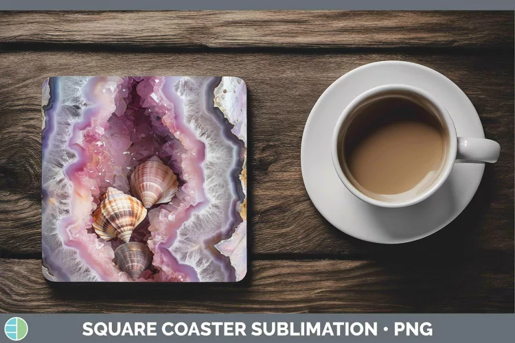 Geode 3D Seashell Square Coaster | Sublimation Coaster Desig