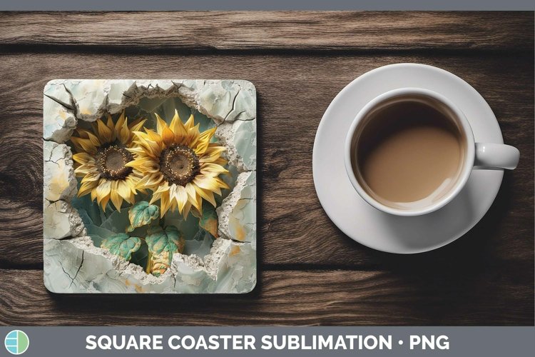 Geode 3D Sunflower Square Coaster | Sublimation Coaster Desi