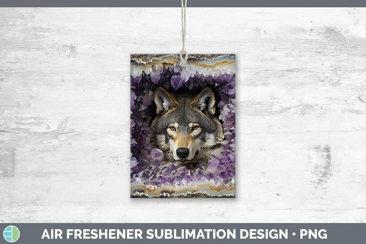Geode 3D Wolf Air Freshener | Sublimation Car Freshener Desi