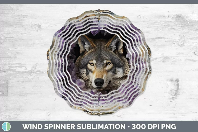 Geode 3D Wolf Wind Spinner | Sublimation Spinner Designs