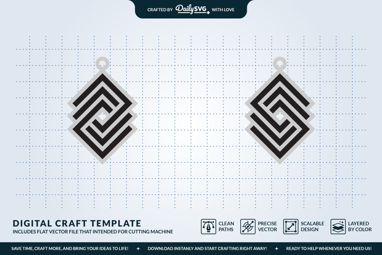 Geometric Boho Earrings SVG - Laser Cut Jewelry Template