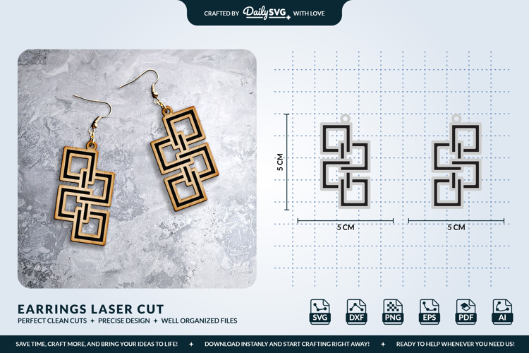 Geometric Boho Earrings SVG - Laser Cut Jewelry Template
