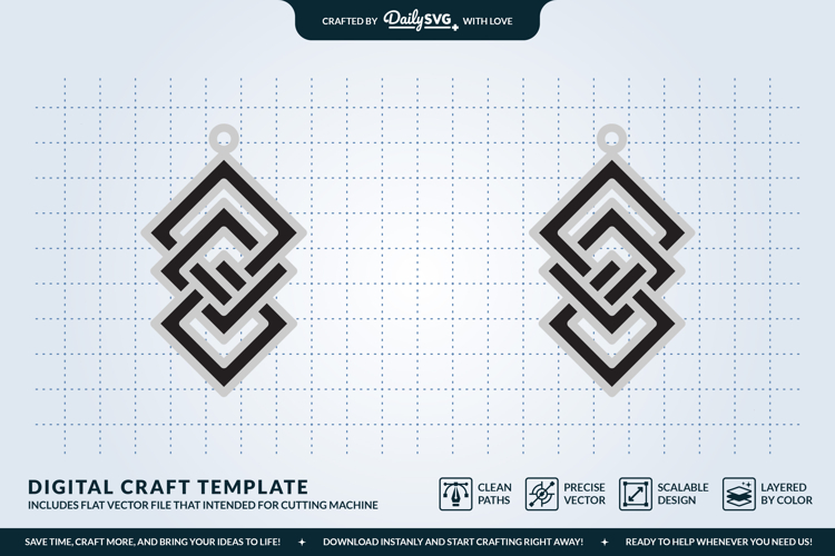 Geometric Boho Earrings SVG - Laser Cut Jewelry Template