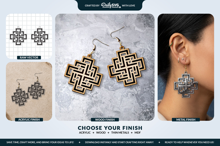 Geometric Boho Earrings SVG - Laser Cut Jewelry Template example image 1