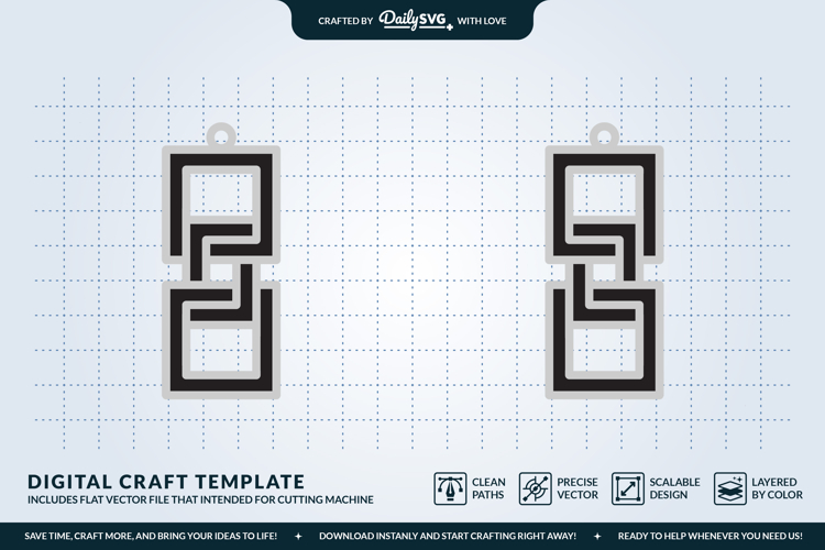Geometric Boho Earrings SVG - Laser Cut Jewelry Template