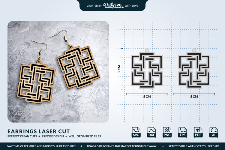 Geometric Boho Earrings SVG - Laser Cut Jewelry Template