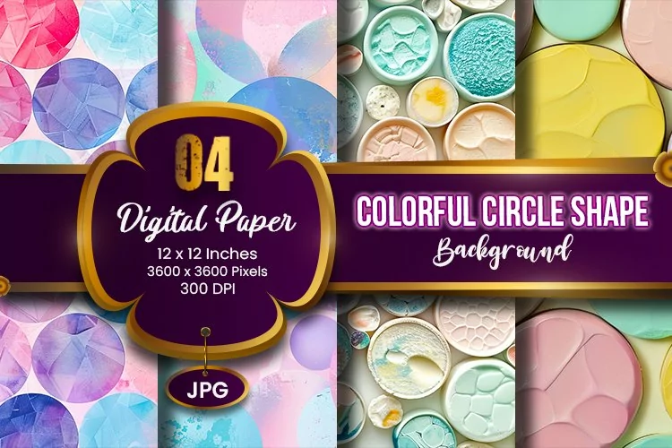 Geometric Colorful Circle Shape Background Digital Paper