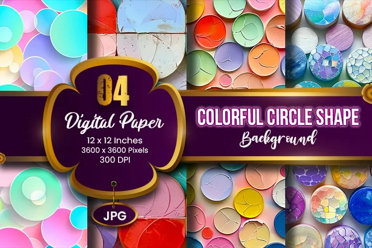 Geometric Colorful Circle Shape Background Digital Paper