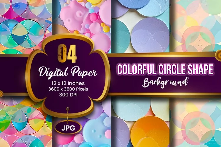 Geometric Colorful Circle Shape Background Digital Paper