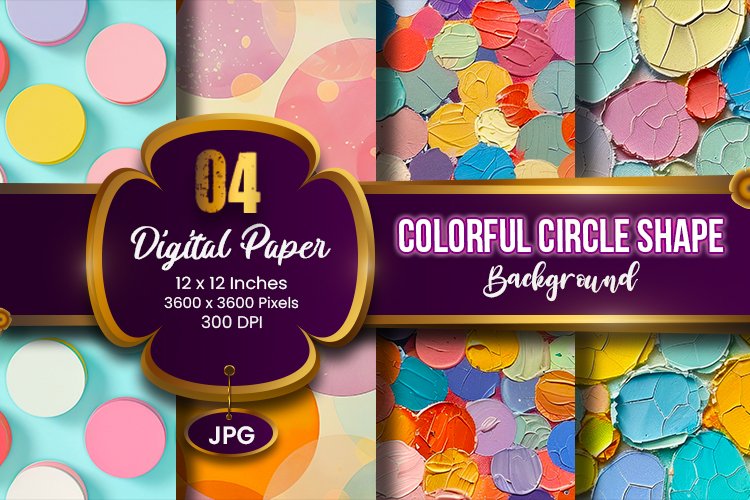 Geometric Colorful Circle Shape Background Digital Paper