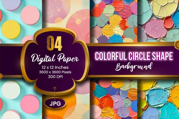Geometric Colorful Circle Shape Background Digital Paper